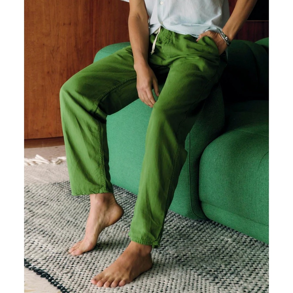 NEW Imogene + Willie Lounge Pant Fern Green Cotton Linen Blend Relaxed Unisex L